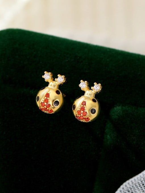 ES2496 [Gold] 925 Sterling Silver Cubic Zirconia Insect Cute Stud Earring